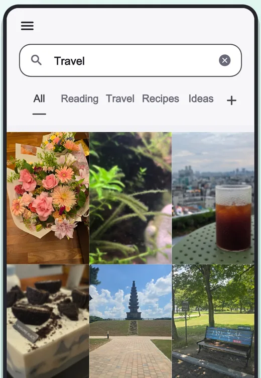 Searching for "Travel" in I'll Save It to find old saved posts at once